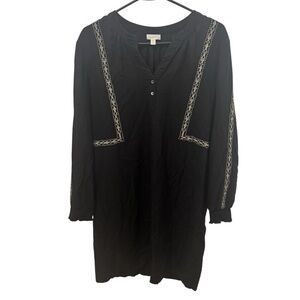 Garnet Hill Black Dress with Embroidery Size 8